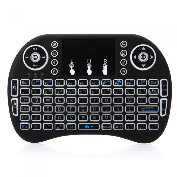 Mini Wireless Keyboard with Touchpad Mouse 7-Color Backlight Rechargeable Remote Control,2.4Ghz USB Rechargeable Handheld Remote Control Keyboard for Android TV,PC,Smart TV,Xbox,PS4
