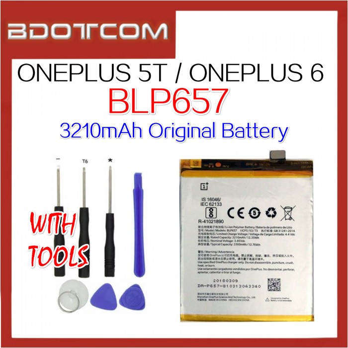Original Oneplus 5T / OnePlus 6 BLP657 3210mAh Standard Battery