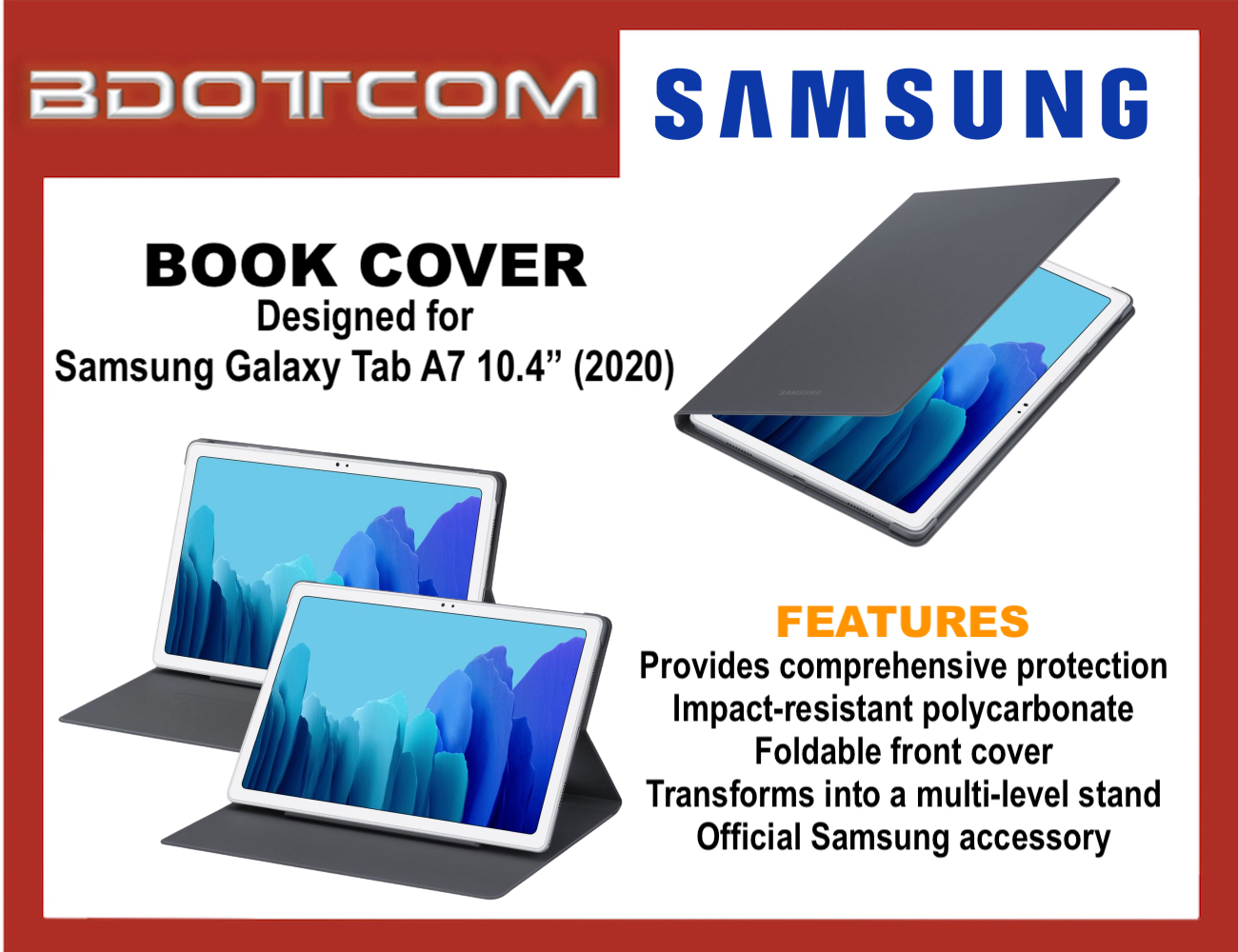 Original Samsung Book Cover Stand Case for Samsung Galaxy Tab A7 10.4 ...